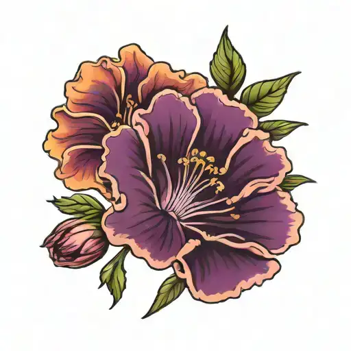 carnation,violet, cosmo flower with hidden semi colon  tattoo design idea