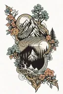 mountain scene tattoo design idea
