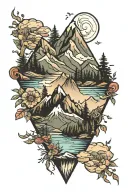 mountain scene tattoo design idea