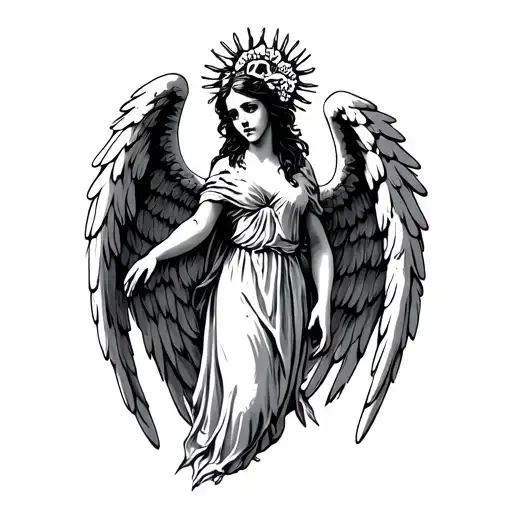 angel symbol daughter death tattoo design idea