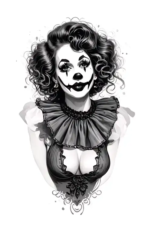 sexy clown woman tattoo design idea