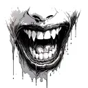 vampire teeth emerging tattoo design idea