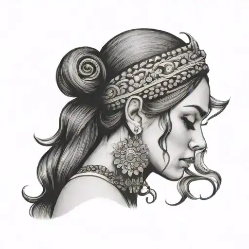 gypsy girl side profile tattoo design idea