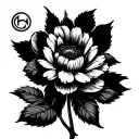 mountains, valley, one flower and symbol for God is greater than the highs and lows  tattoo design idea
