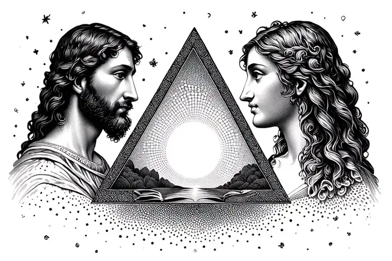 triangle that represents the father, mother and son tattoo design idea