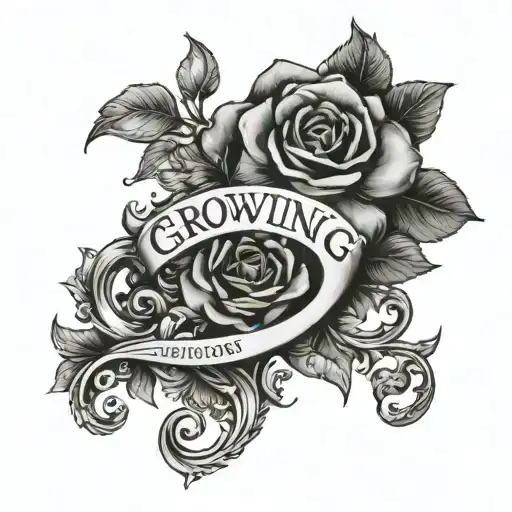 song lyrics incorporated into the design that say "growing sideways" tattoo design idea