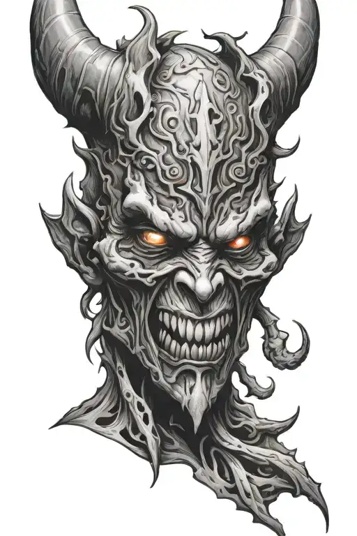 demon face tattoo design idea