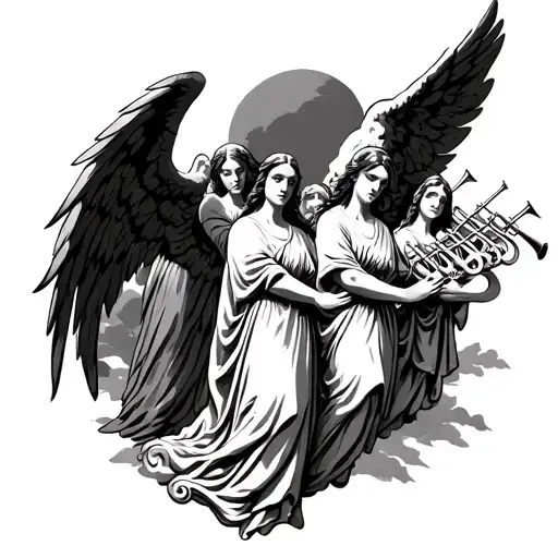 7 angels with 7 trumpets tattoo design tattoo design idea