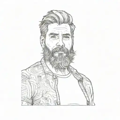 a man with a beard tattoo design idea