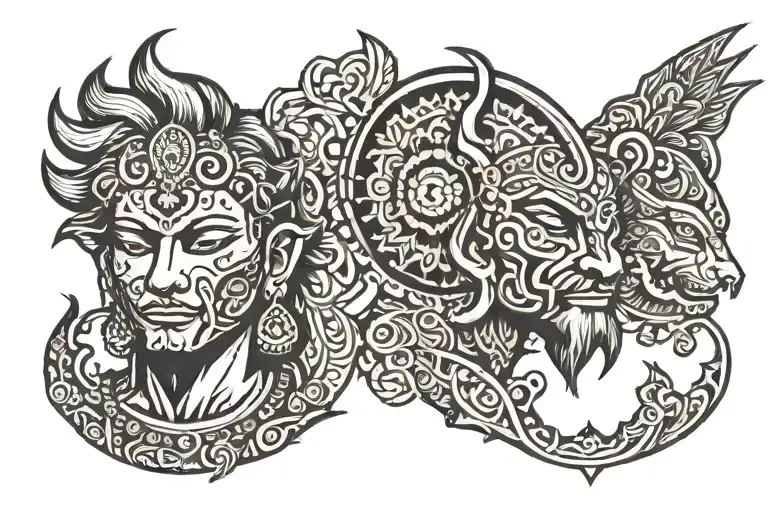 half hindu half urban men small tattoo tattoo design idea