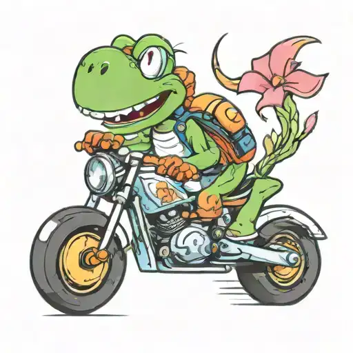 Yoshi riding a mach bike tattoo design idea