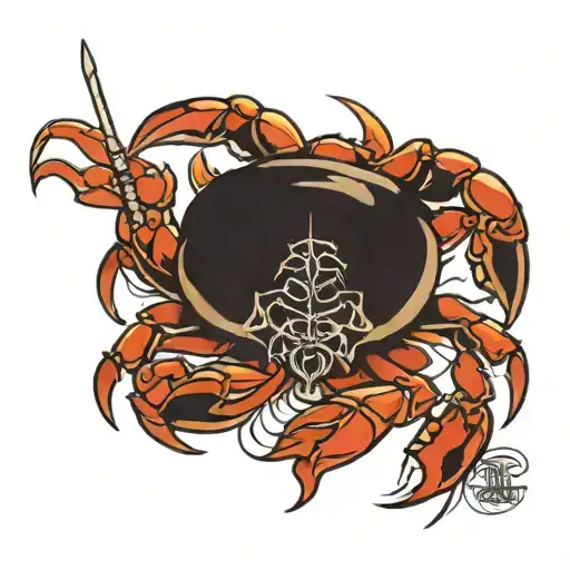 crab being killed tattoo design idea