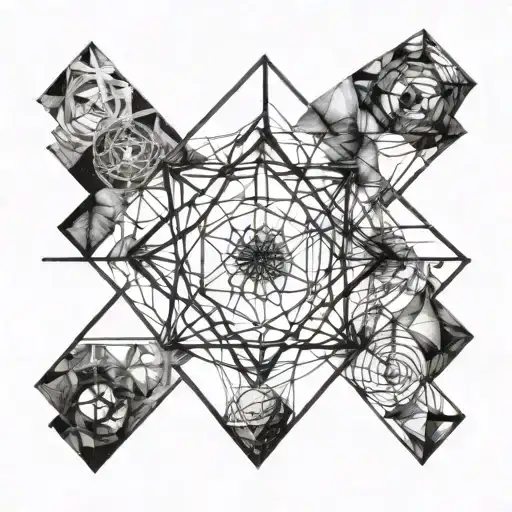 Incorporate intricate iron structures into a geometric design tattoo design idea