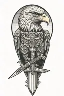 bald eagle with a sword tattoo design idea