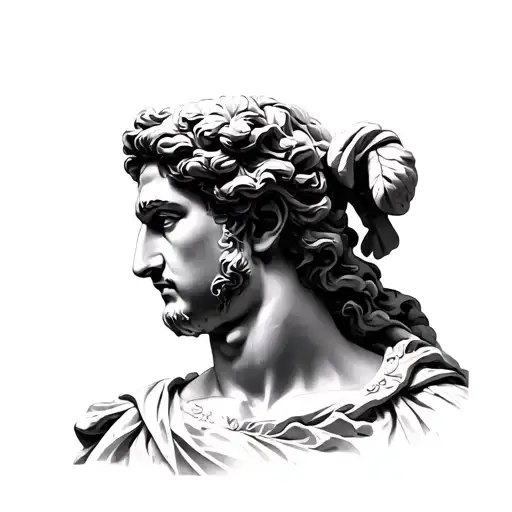 Roman / Classical Minimalism (Sleeve or Chest Theme)If you want a long-term centerpiece piece —	•	Roman bust silhouet tattoo design idea