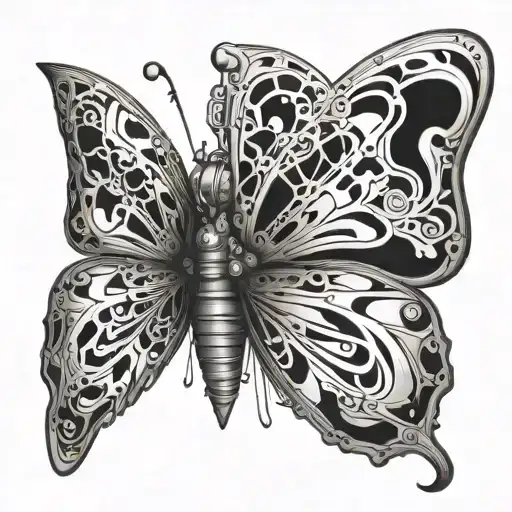 biomechanical butterfly tattoo design idea