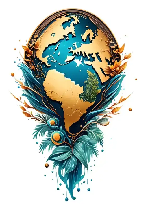 world travel tattoo design idea