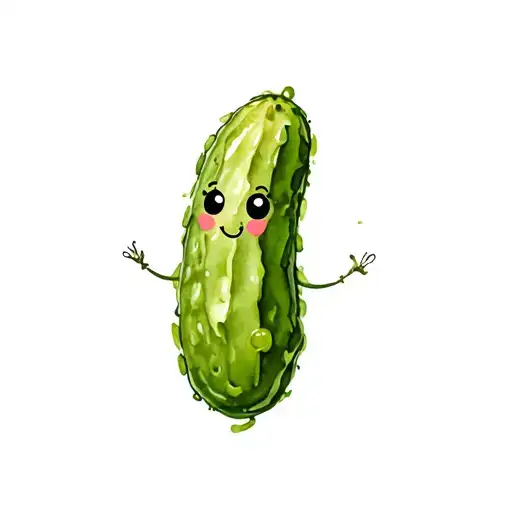 realistic pickle with cute face tattoo tattoo design idea