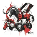 solor system with aries,cancer,leo,sagittarius,capricorn,aquarius constellations tattoo design idea