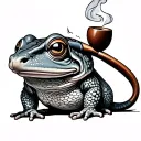 wandering toad smokes pipe tattoo design idea