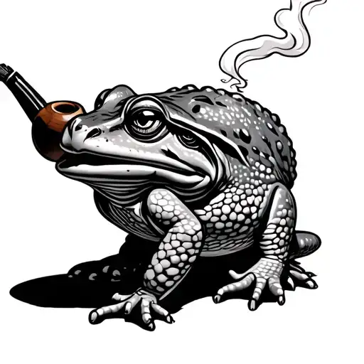wandering toad smokes pipe tattoo design idea