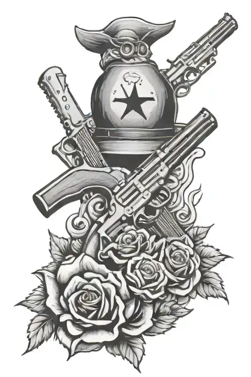 Country, Guns, mafia symbol blood tattoo design idea