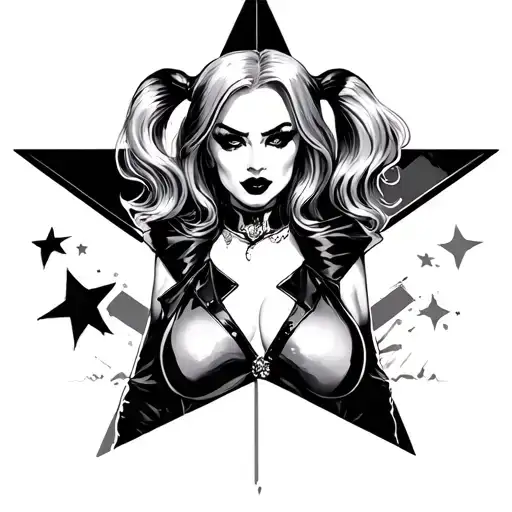Harley quinn harley quinn rhombuses and star tattoo design idea