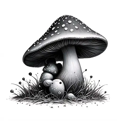 gummy bear mushroom fractal tattoo design idea