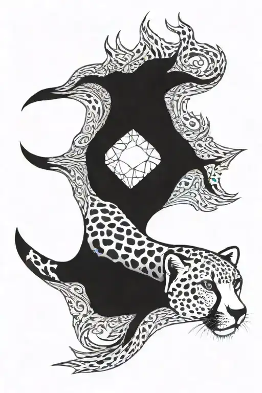 cheetah claw mark merged tattoo design idea
