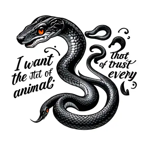 wording that says "I want the trust of every animal" with a snake tattoo design idea