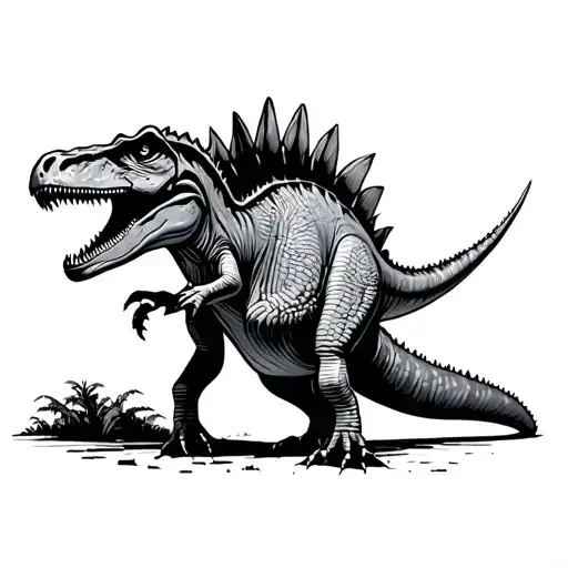 Spinosaurus Minimalist Ouyline only tattoo design idea