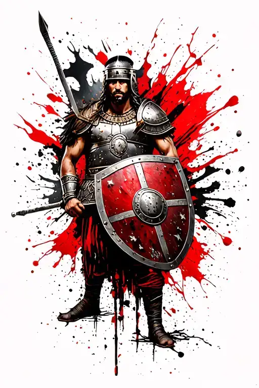 gladiator to hold a shield tattoo design idea