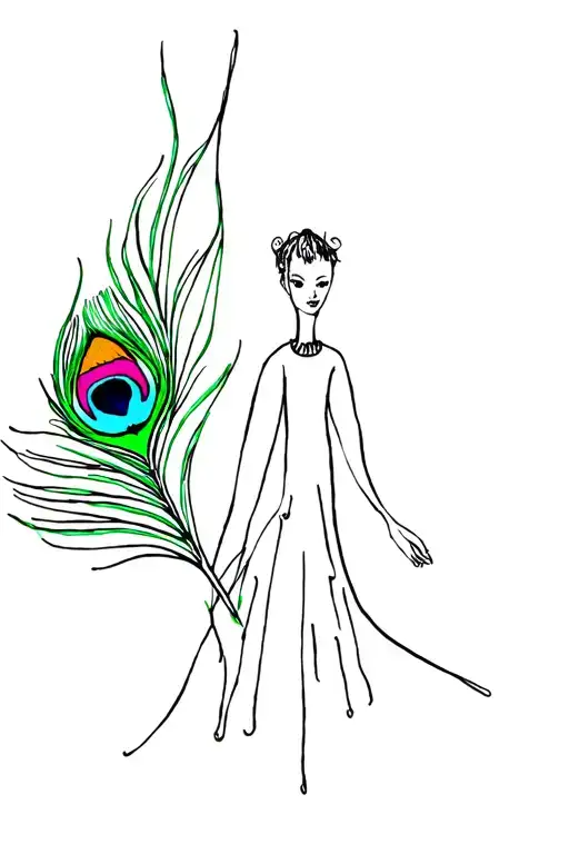 Colourful peacock feather attached tattoo design idea