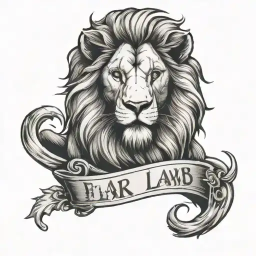 Fear the lamb lion cross tattoo design idea