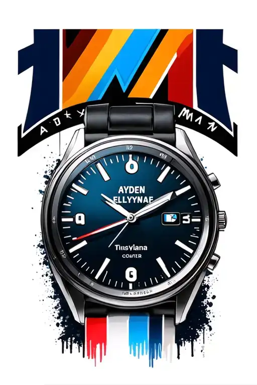 BMW car speed counter with the M logo with the first name Ayden and Élyana on the dial tattoo design idea