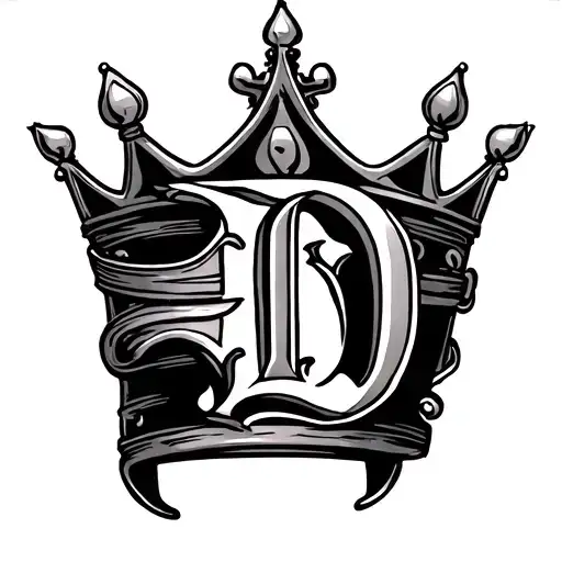 "D" crown tattoo design idea
