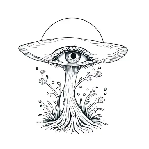 psychedelic fungus with an eye tattoo design idea