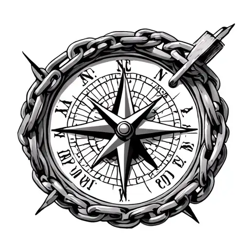 runaway slave chains ancestor compass tattoo design idea