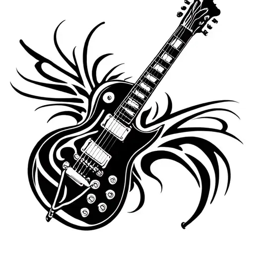 electric guitar les paul tattoo design idea