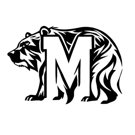 Bear silhouette incorporating an "M" into the design tattoo design idea