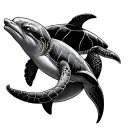 Dolphin And Turtle tattoo design idea