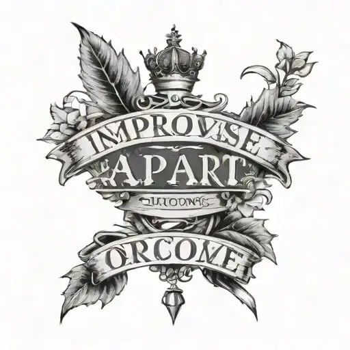 Side forearm tattoo that reads "improvise. adapt. overcome. " in typewriter font with the thorn crown tattoo design idea