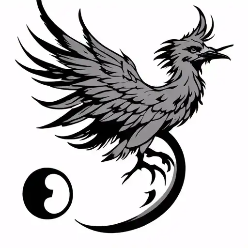 minimalist phoenix with semicolon hidden symbol tattoo design idea