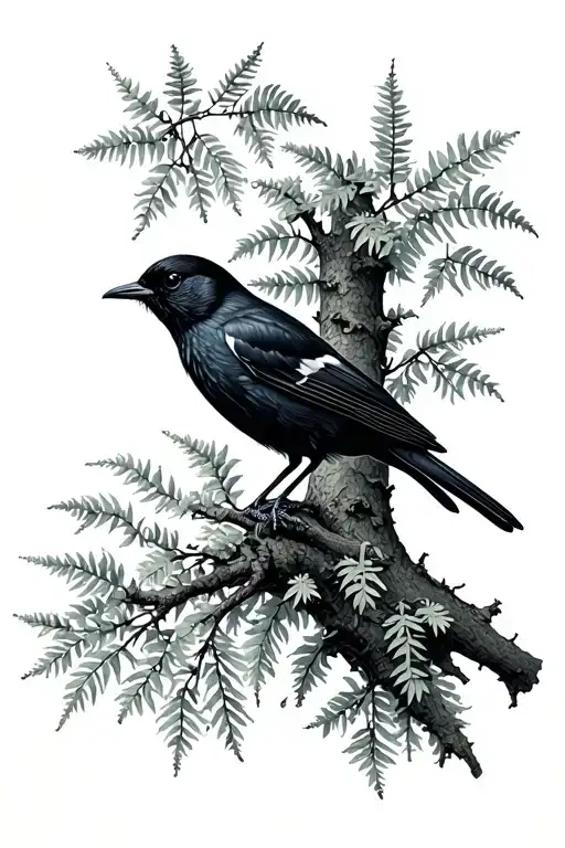 blackbird and hemlock tree tattoo design idea