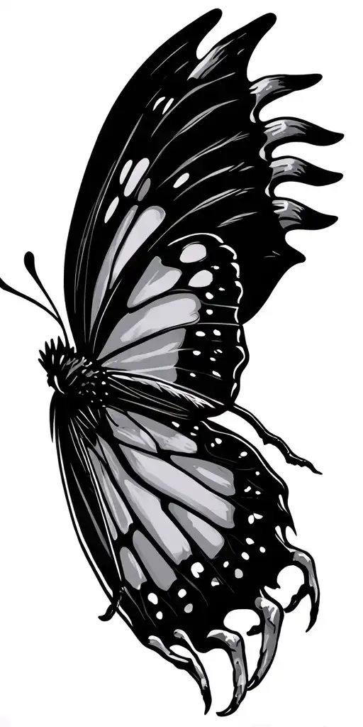 "Charlotte      Gavin " butterfly and raptor claw  tattoo design idea