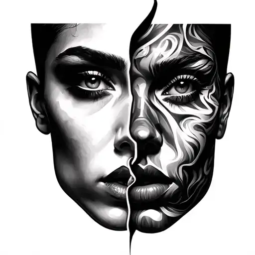 Split Personality tattoo design idea
