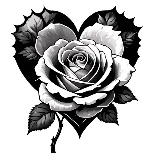 Broken Heart Rose tattoo design idea