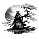 samurai cherry blossom tree tattoo design idea