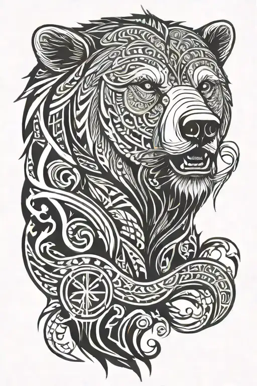 bear,nature, strong, viking, firefighter, beast, father tattoo design idea