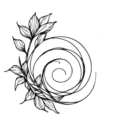 floral Fibonacci spiral intertwined tattoo design idea